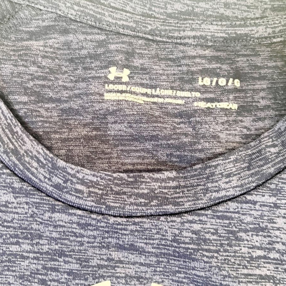 Under Armour Mens Heatgear Tee Shirt Navy Blue Sz LG Short Sleeve Brunswick - Picture 3 of 6
